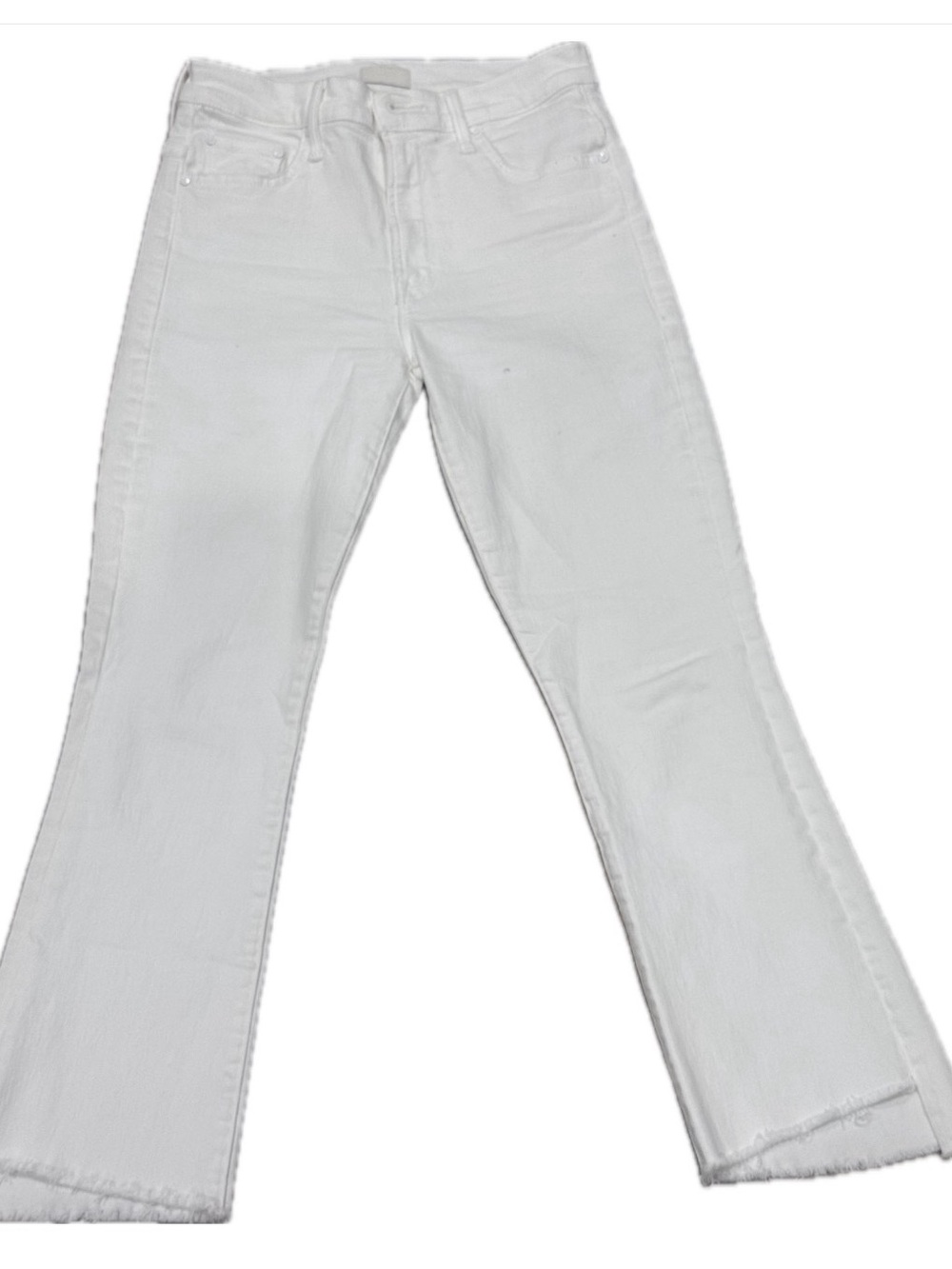 MOTHER White Mid-Rise Flare Jeans